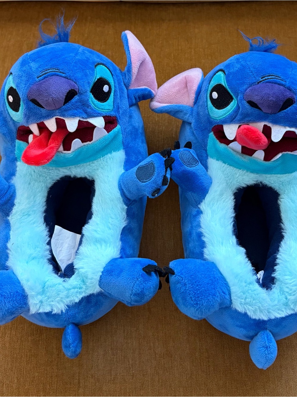 Disney Blue Stitch Plush Character Slippers with Tongue Detail